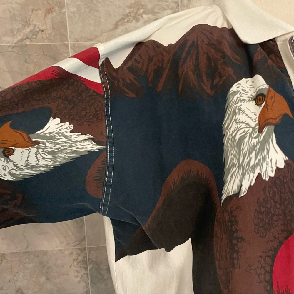 American Summer USA Flag Eagle Patriotic Polo Shirt - Picture 5 of 10